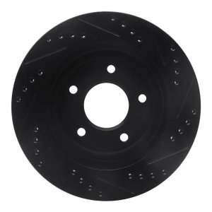 Buick Regal Brake Rotor (1) - Front Left - R1 Concepts - Drilled & Slotted - Black - `94-`01